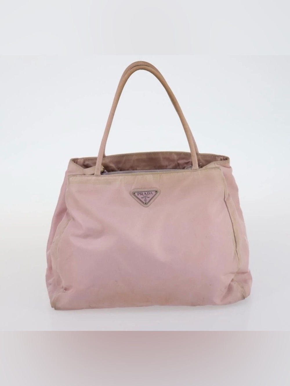 Prada Soft Pink Nylon Tote with Triangle Logo